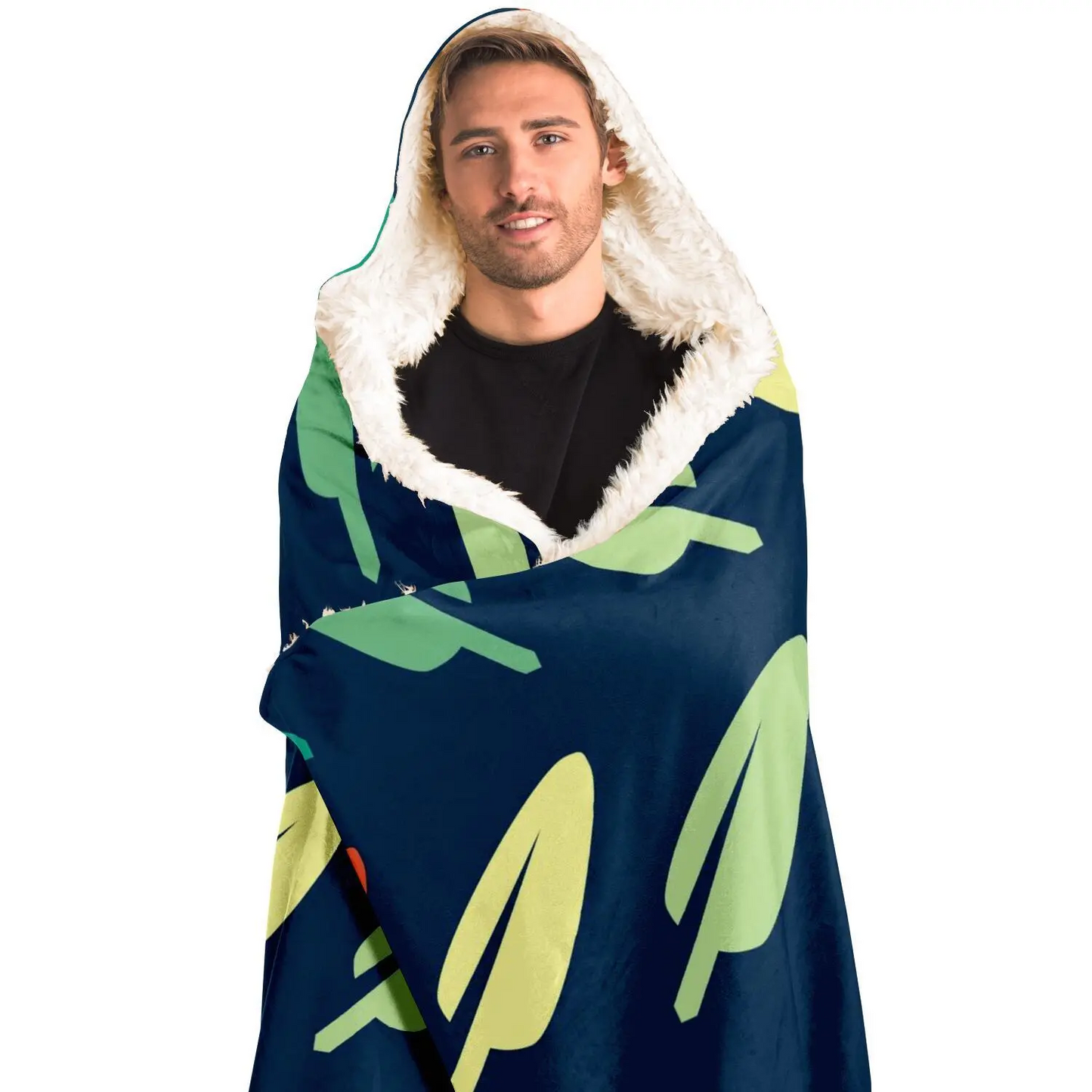 Abstract Leaf Pattern Hooded Blanket - Ultra Soft and Cozy, Goodies N Stuff