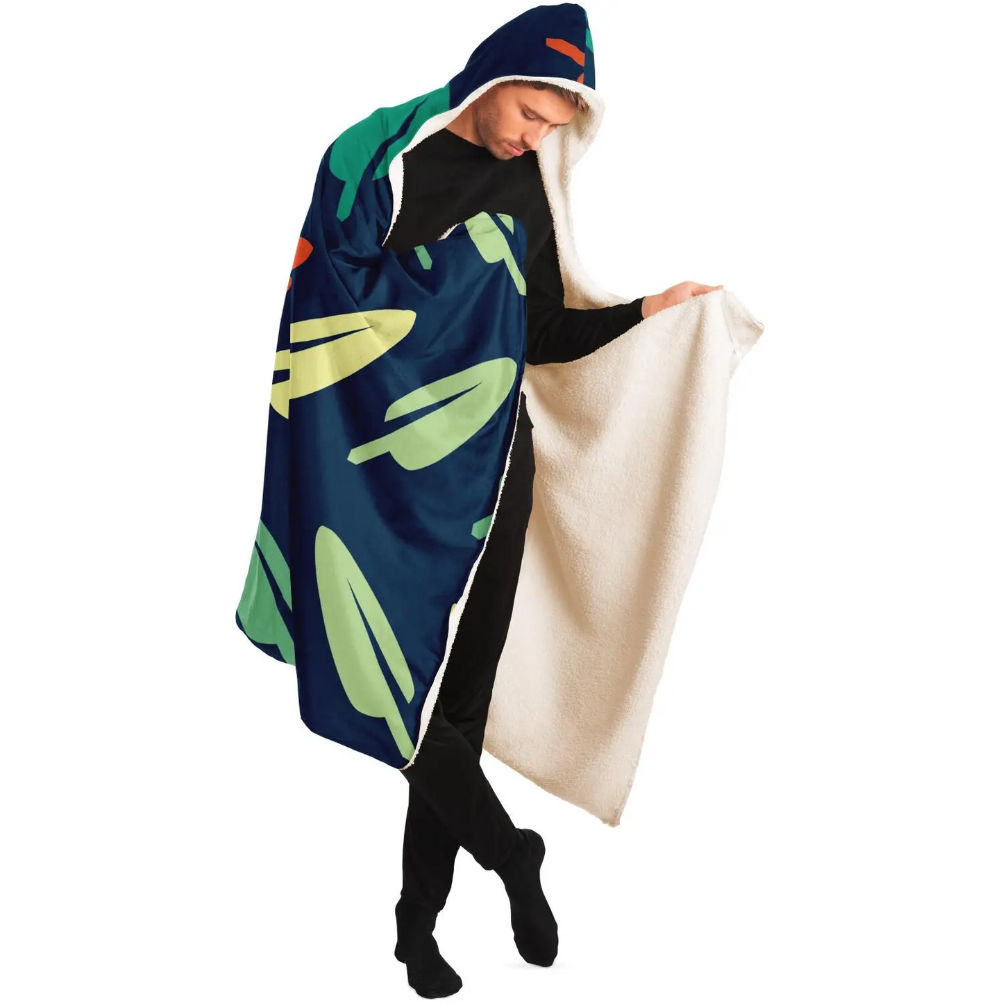 Abstract Leaf Pattern Hooded Blanket - Ultra Soft and Cozy, Goodies N Stuff