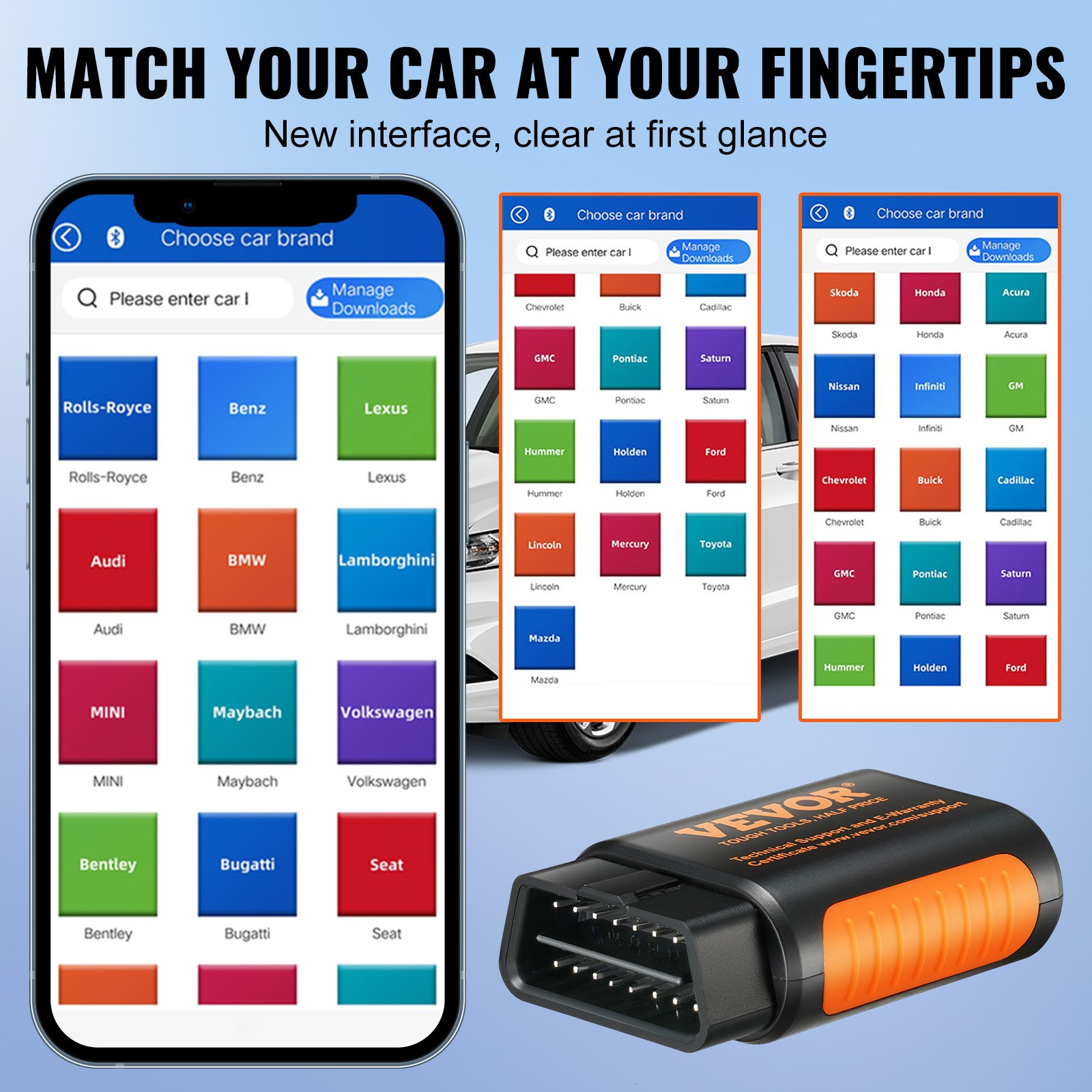 VEVOR OBD2 Car 5.0 Bluetooth Scanner Code Reader OBDII Read Tool for IOS/Android, Goodies N Stuff