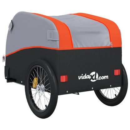 vidaXL Bike Trailer Black and Orange 99.2 lb Iron, Goodies N Stuff