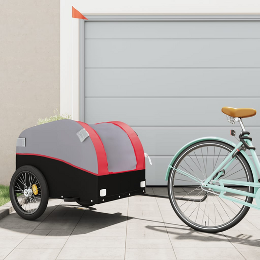 vidaXL Bike Trailer Black and Red 99.2 lb Iron - Durable and Versatile Bicycle Cargo Trailer, Goodies N Stuff