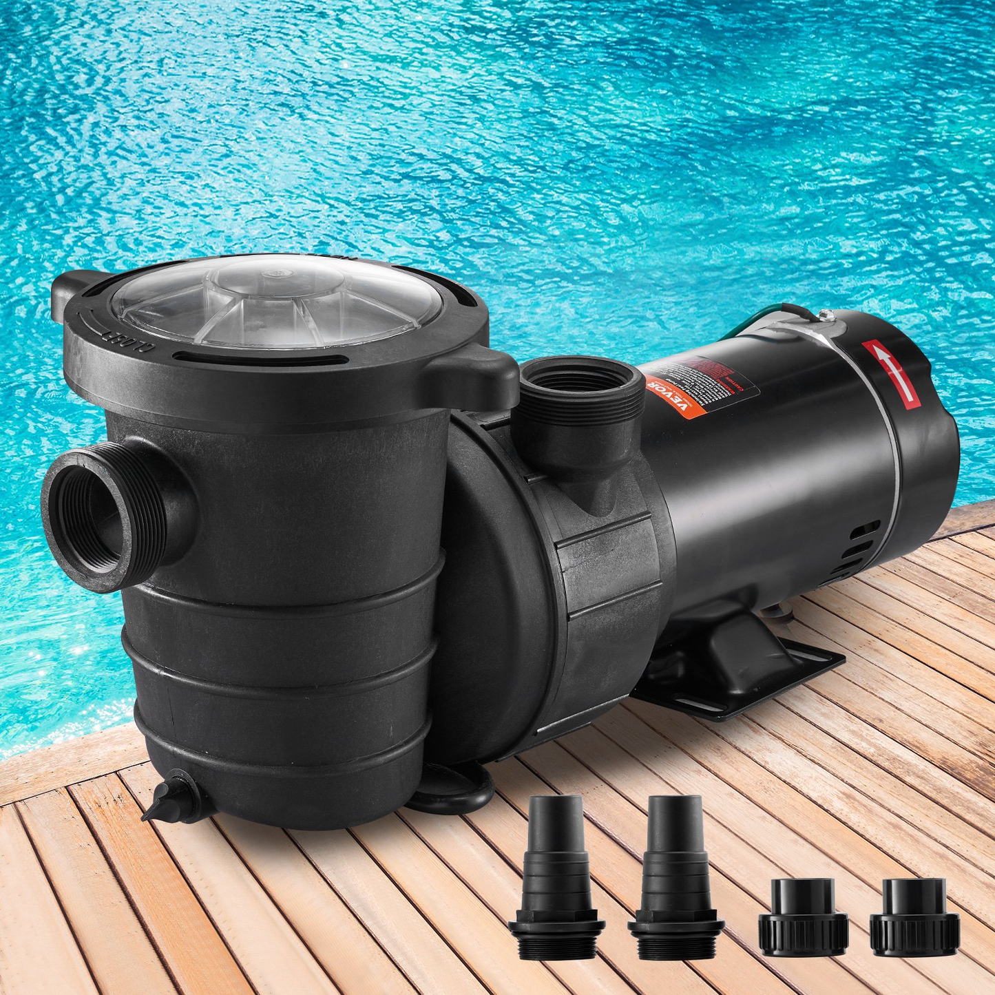 VEVOR Swimming Pool Pump 1.5HP 115V 1100W, Single Speed Pumps for Above Ground, Powerful Self Primming Pool Pumps w/ Strainer Filter Basket, 5280 GPH Max. Flow, Certification of ETL for Security