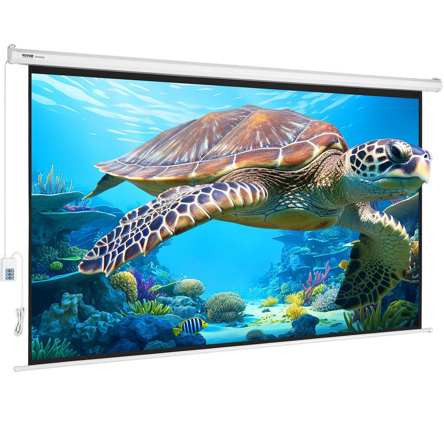 VEVOR Motorized Projector Screen 100 inch, 16:9 4K 1080 HD Automatic Projection Screen, Electric Projector Screen with Remote Control, Wall Mount Movie Screen for Family Home Office Theater, Goodies N Stuff