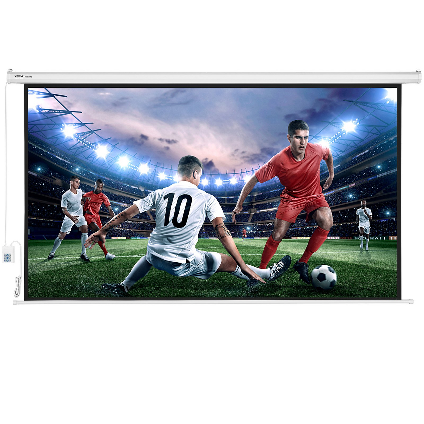 VEVOR Motorized Projector Screen 100 inch, 16:9 4K 1080 HD Automatic Projection Screen, Electric Projector Screen with Remote Control, Wall Mount Movie Screen for Family Home Office Theater, Goodies N Stuff
