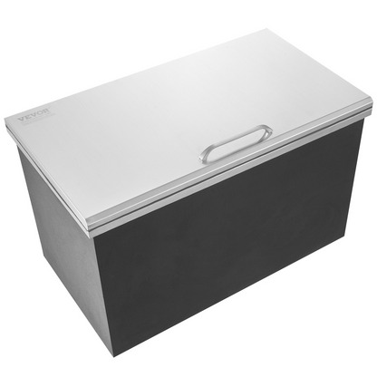 VEVOR Drop in Ice Chest, 24"L x 20"W x 15"H Stainless Steel Ice Cooler, Commercial Ice Bin with Hinged Cover, 40 qt Outdoor Kitchen Ice Bar, Drain-pipe and Drain Plug Included, for Cold Wine Beer, Goodies N Stuff