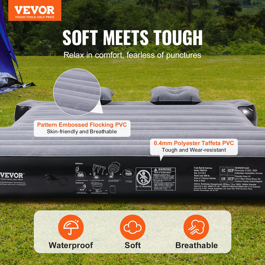 VEVOR Truck Bed Air Mattress, for 5.5-5.8 ft Full Size Short Truck Beds, Inflatable Air Mattress Camping Bed with 12V Air Pump 2 Pillows, Carry Bag, for Silverado, RAM, F Series, Sierra, Titan, Tundra, Goodies N Stuff