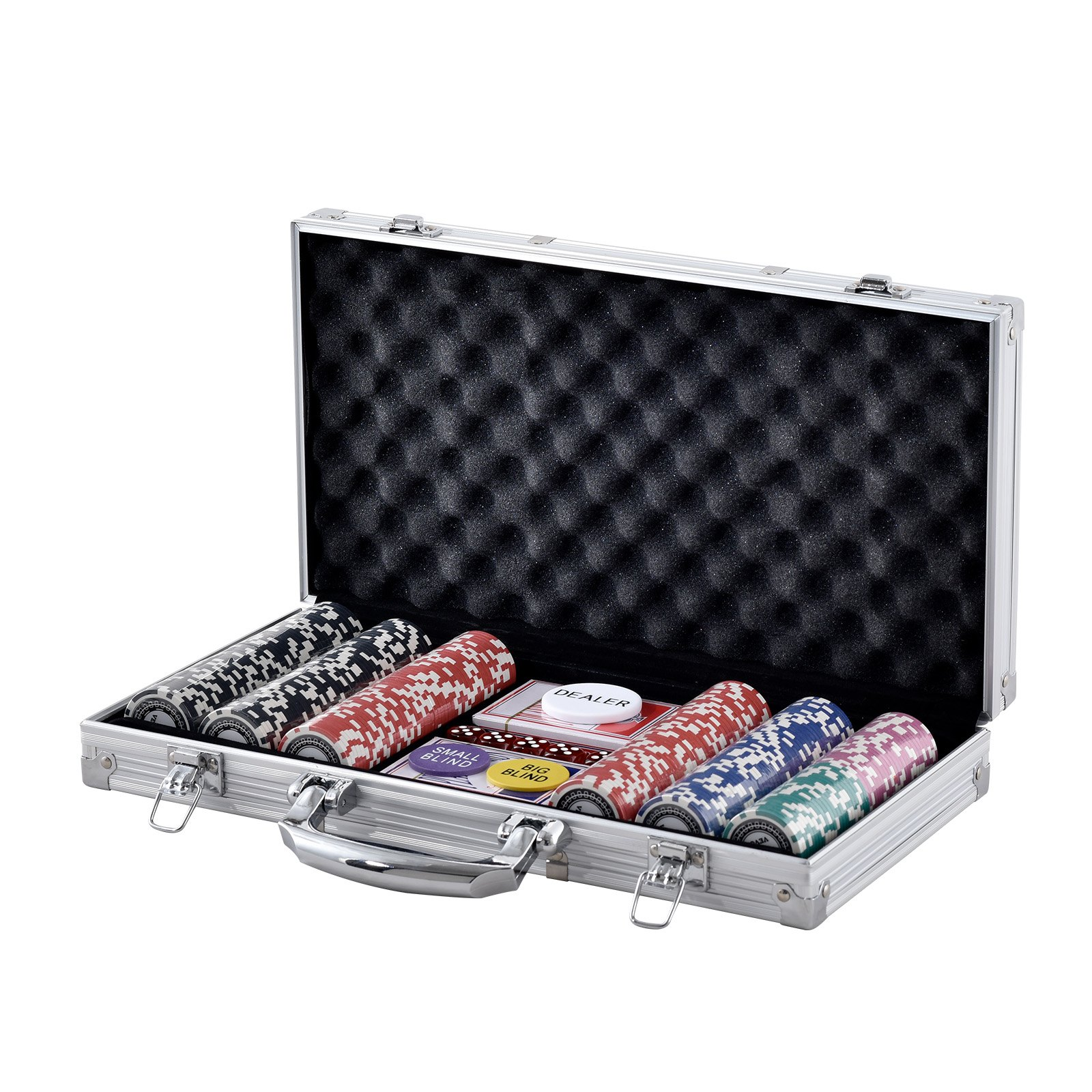 VEVOR Poker Chip Set, 300-Piece Poker Set, Complete Poker Playing Game Set with Aluminum Carrying  Case, 11.5 Gram Casino Chips, Cards, Buttons and Dices, for Texas Hold'em, Blackjack, Gambling, Goodies N Stuff