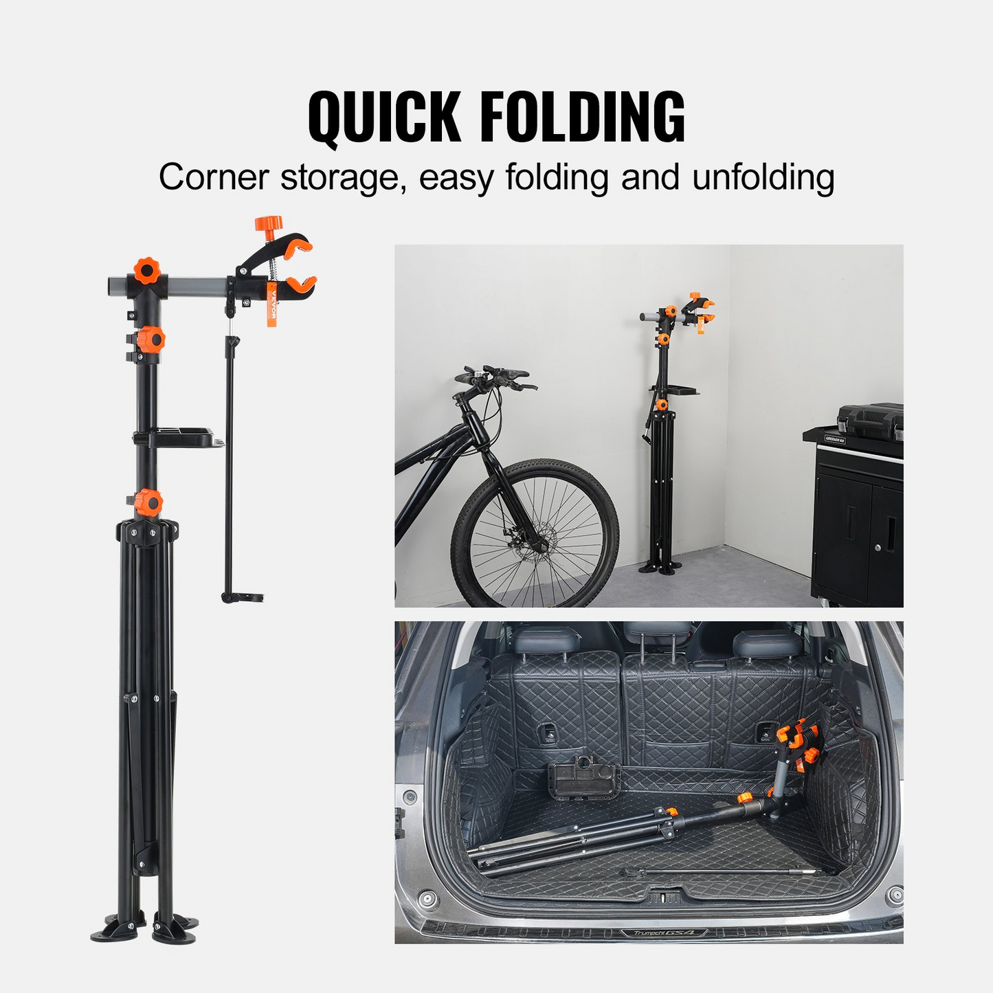 VEVOR Bike Repair Stand, 80 lbs Heavy-duty Steel Bicycle Repair Stand, Adjustable Height Bike Maintenance Workstand with Magnetic Tool Tray Telescopic Arm, Foldable Bike Work Stand for Home, Shops, Goodies N Stuff