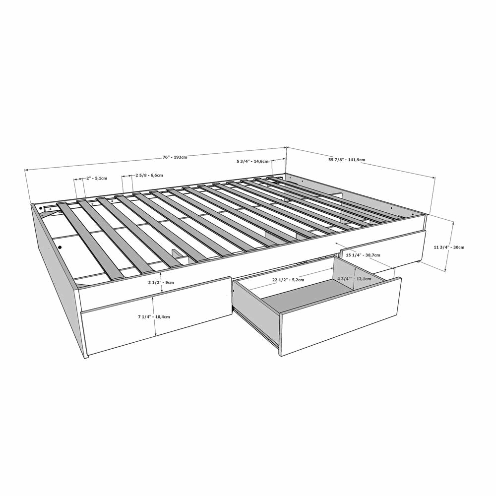 3-Drawer Storage Bed Frame, Full|Truffle, Goodies N Stuff