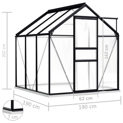 vidaXL Greenhouse with Base Frame Anthracite Aluminum 38.9 ft², Goodies N Stuff