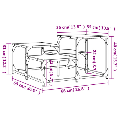 vidaXL Coffee Table Black 26.8"x26.8"x15.7" Engineered Wood, Goodies N Stuff