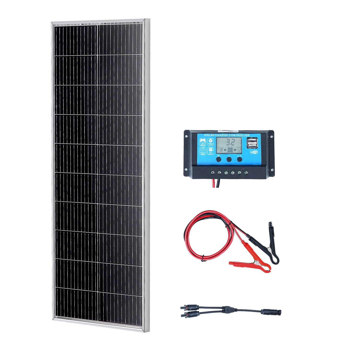 VEVOR 100W Monocrystalline Solar Panel Kit 12V Solar Panel & Charge Controller, Goodies N Stuff