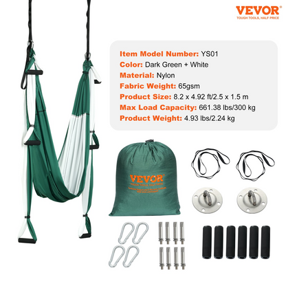 VEVOR Aerial Yoga Swing Set - Yoga Hammock Hanging Swing for Inversion and Aerial Yoga, Goodies N Stuff