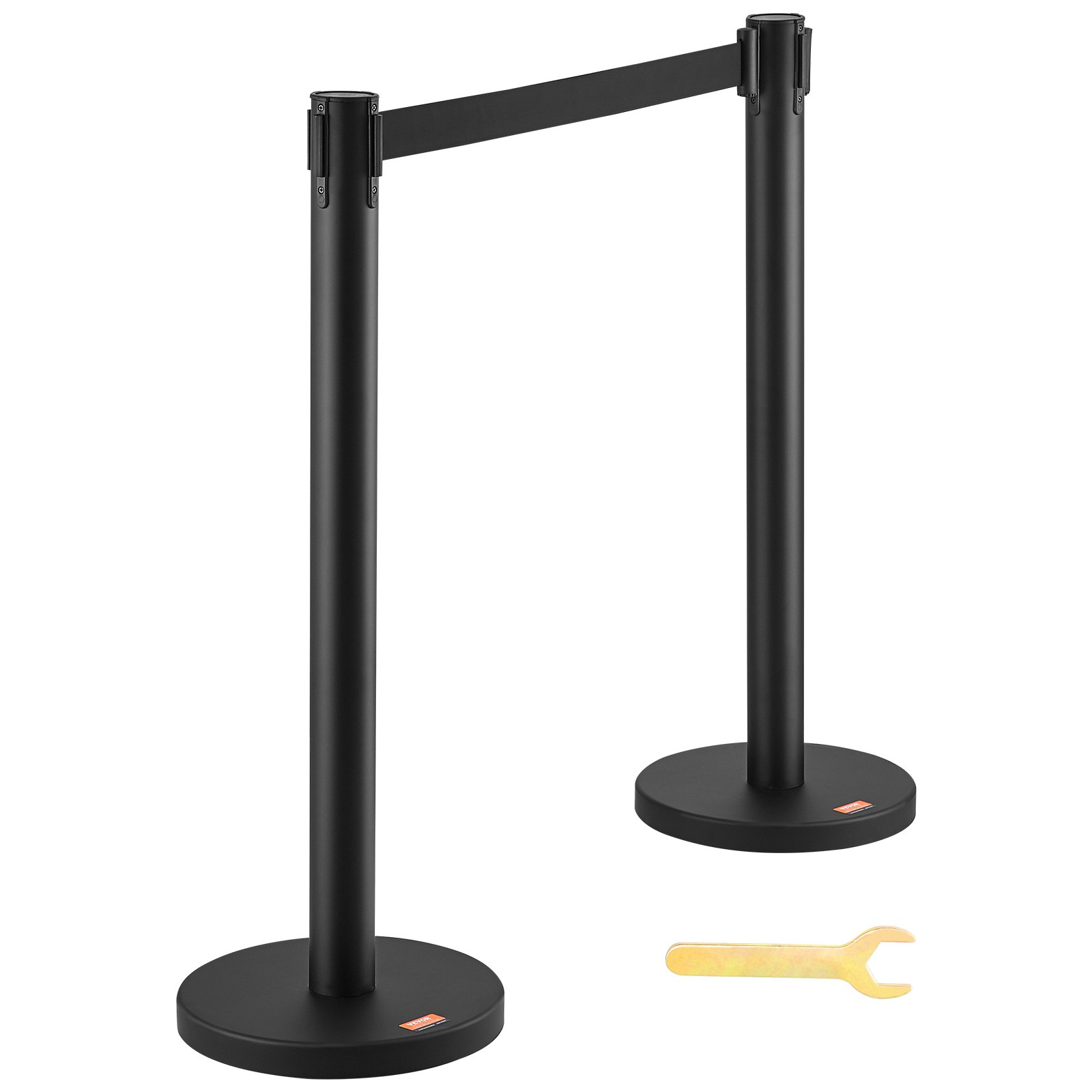 VEVOR Crowd Control Stanchions, 2-Pack Crowd Control Barriers, Carbon Steel Baking Painted Stanchion Queue Post with 6.5FT Black Retractable Belt, Belt Barriers Line Divider for Exhibition, Airport, Goodies N Stuff