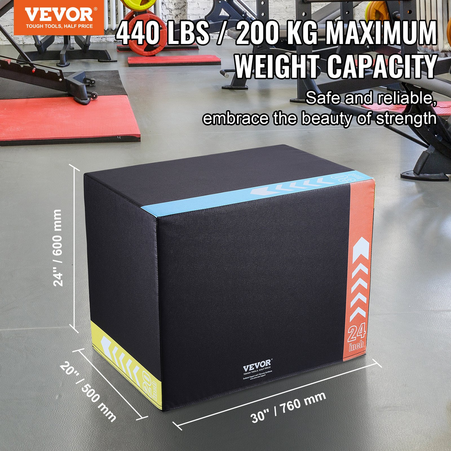 VEVOR 3 in 1 Plyometric Jump Box, 30/24/20 Inch Cotton Plyo Box, Goodies N Stuff