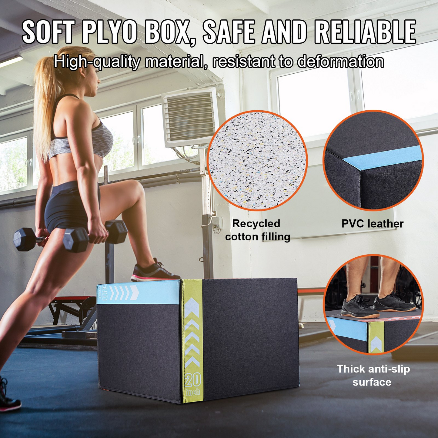 VEVOR 3 in 1 Plyometric Jump Box, 30/24/20 Inch Cotton Plyo Box, Goodies N Stuff