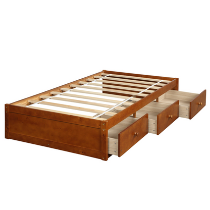 Twin Size Platform Storage Bed with 3 Drawers, Goodies N Stuff