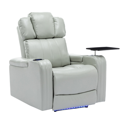 PU Leather Power Recliner Individual Seat Home Theater Recliner - Grey, Goodies N Stuff
