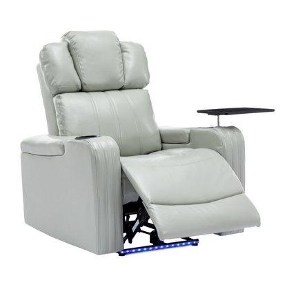 PU Leather Power Recliner Individual Seat Home Theater Recliner - Grey, Goodies N Stuff