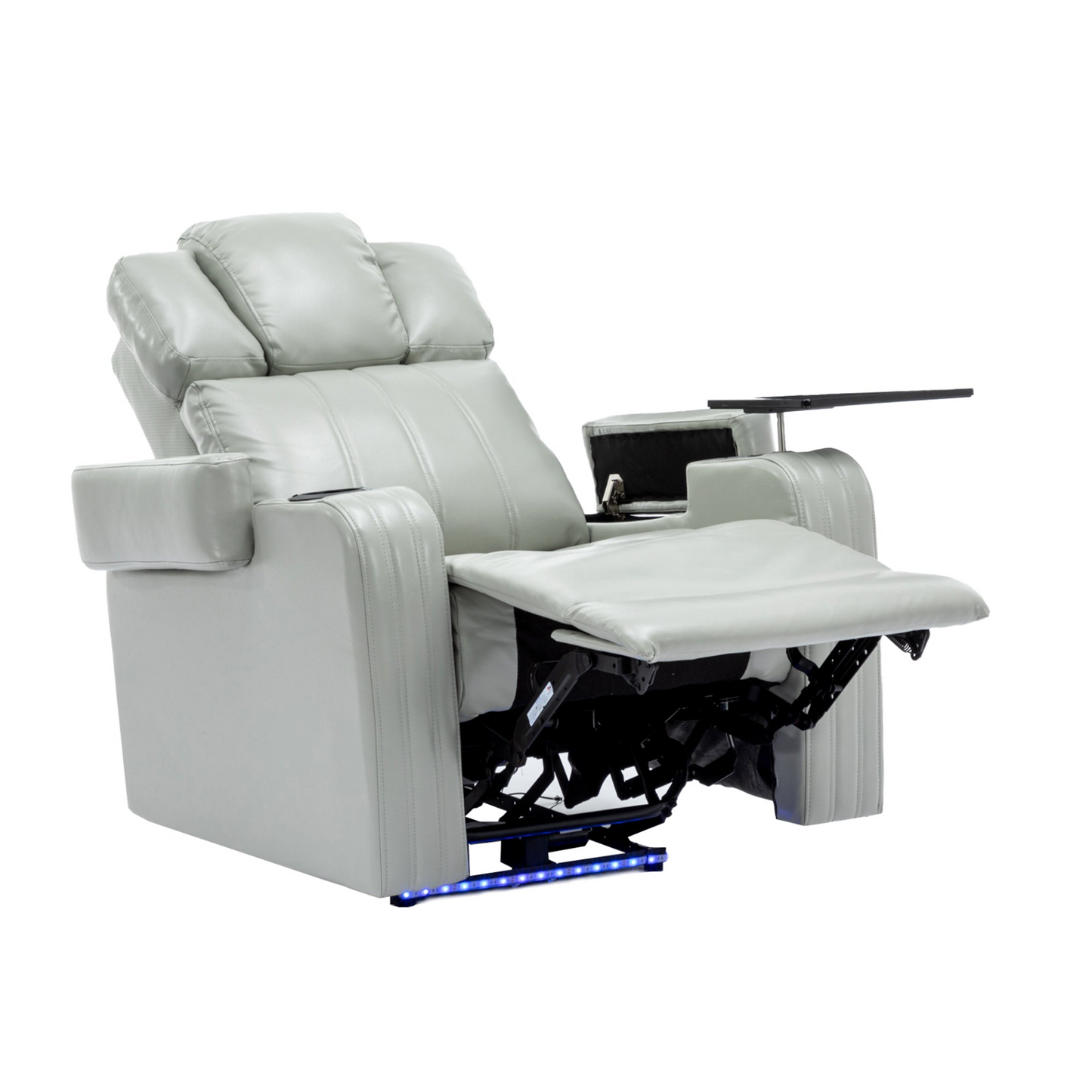 PU Leather Power Recliner Individual Seat Home Theater Recliner - Grey, Goodies N Stuff