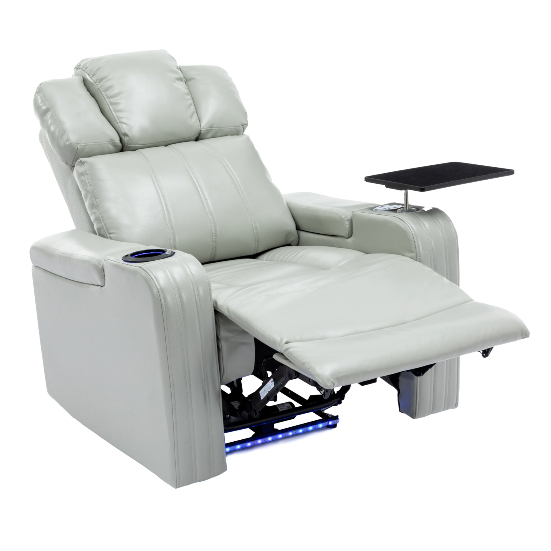 PU Leather Power Recliner Individual Seat Home Theater Recliner - Grey, Goodies N Stuff