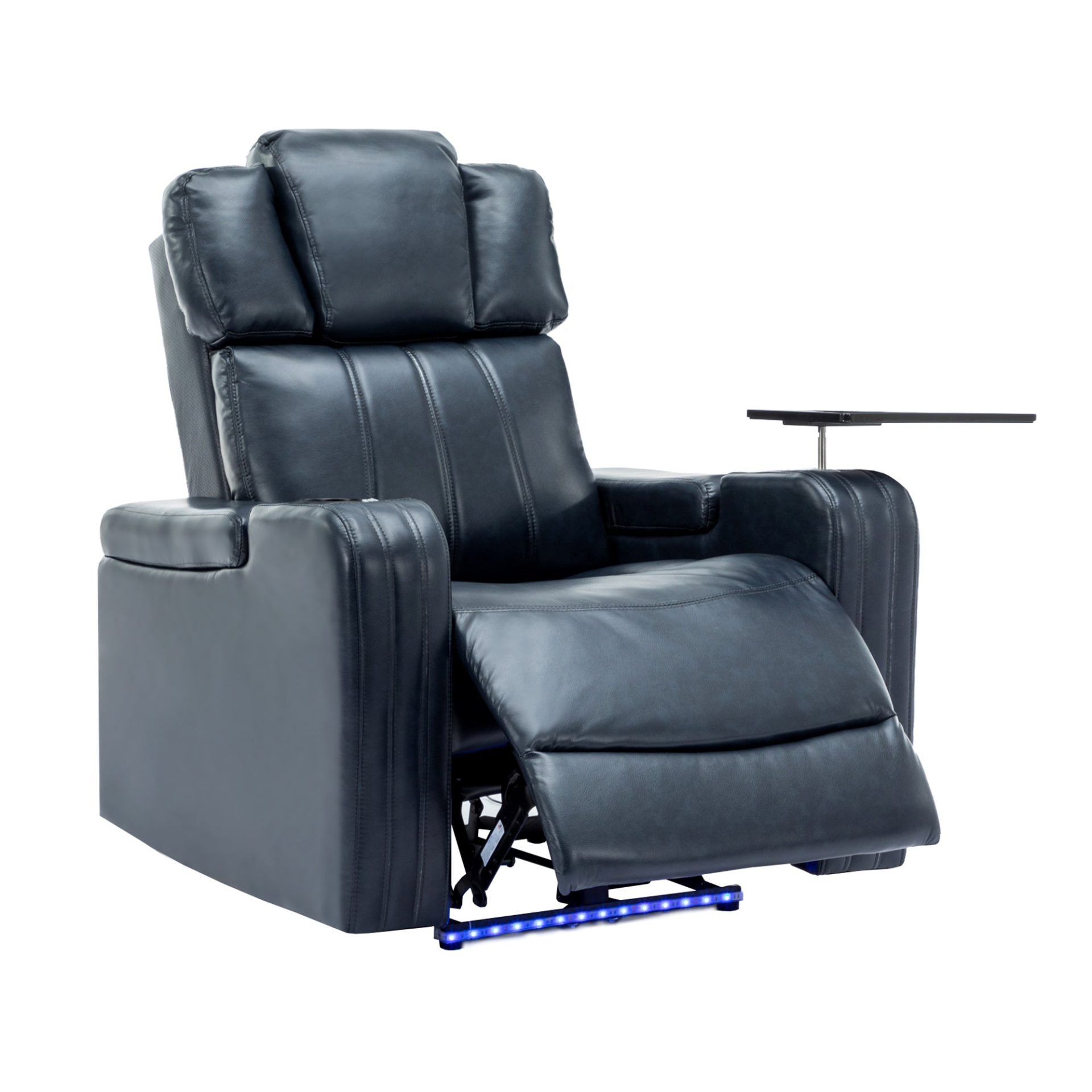 PU Leather Power Recliner Individual Seat Home Theater Recliner - Blue, Goodies N Stuff