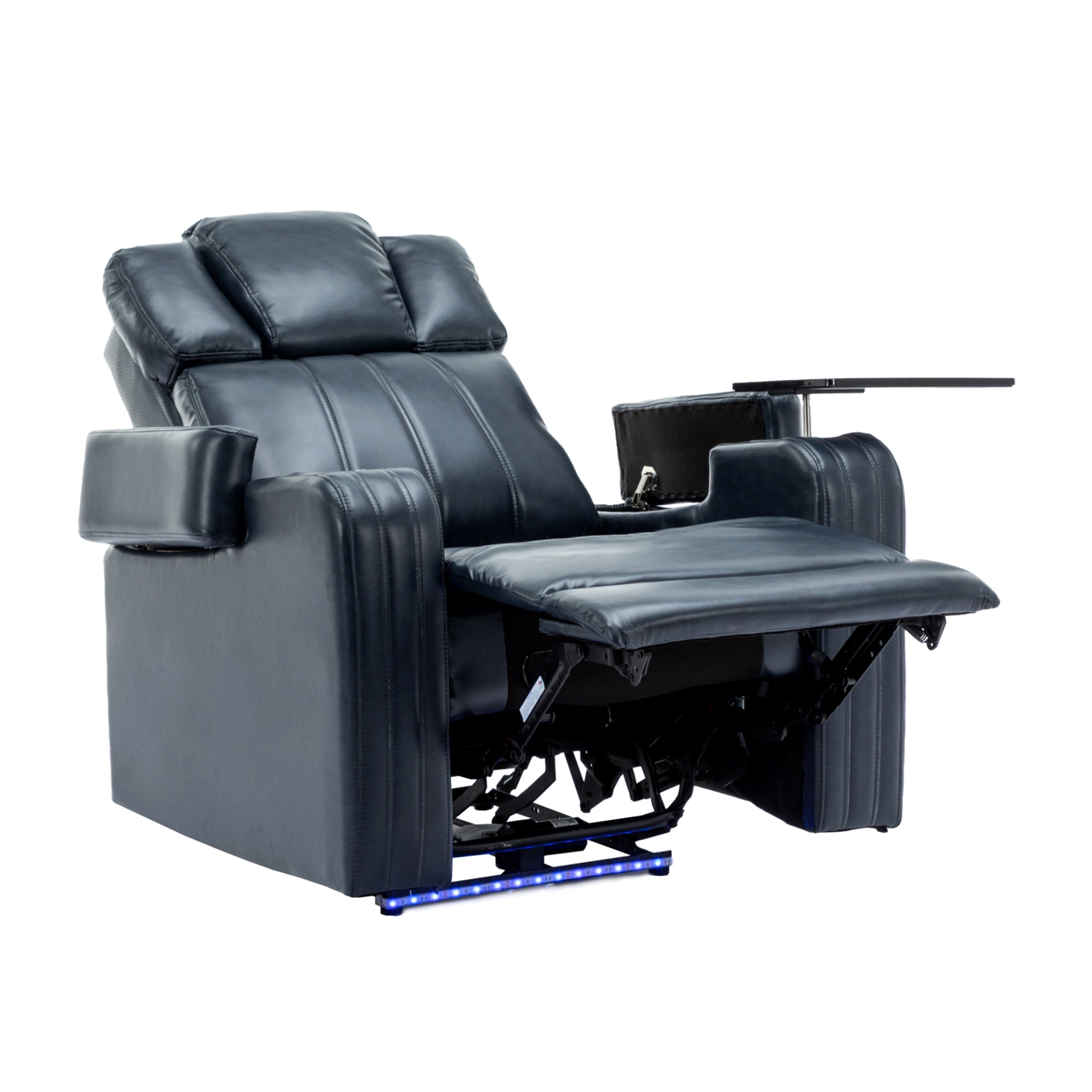 PU Leather Power Recliner Individual Seat Home Theater Recliner - Blue, Goodies N Stuff