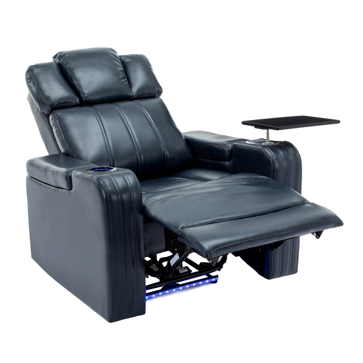 PU Leather Power Recliner Individual Seat Home Theater Recliner - Blue, Goodies N Stuff