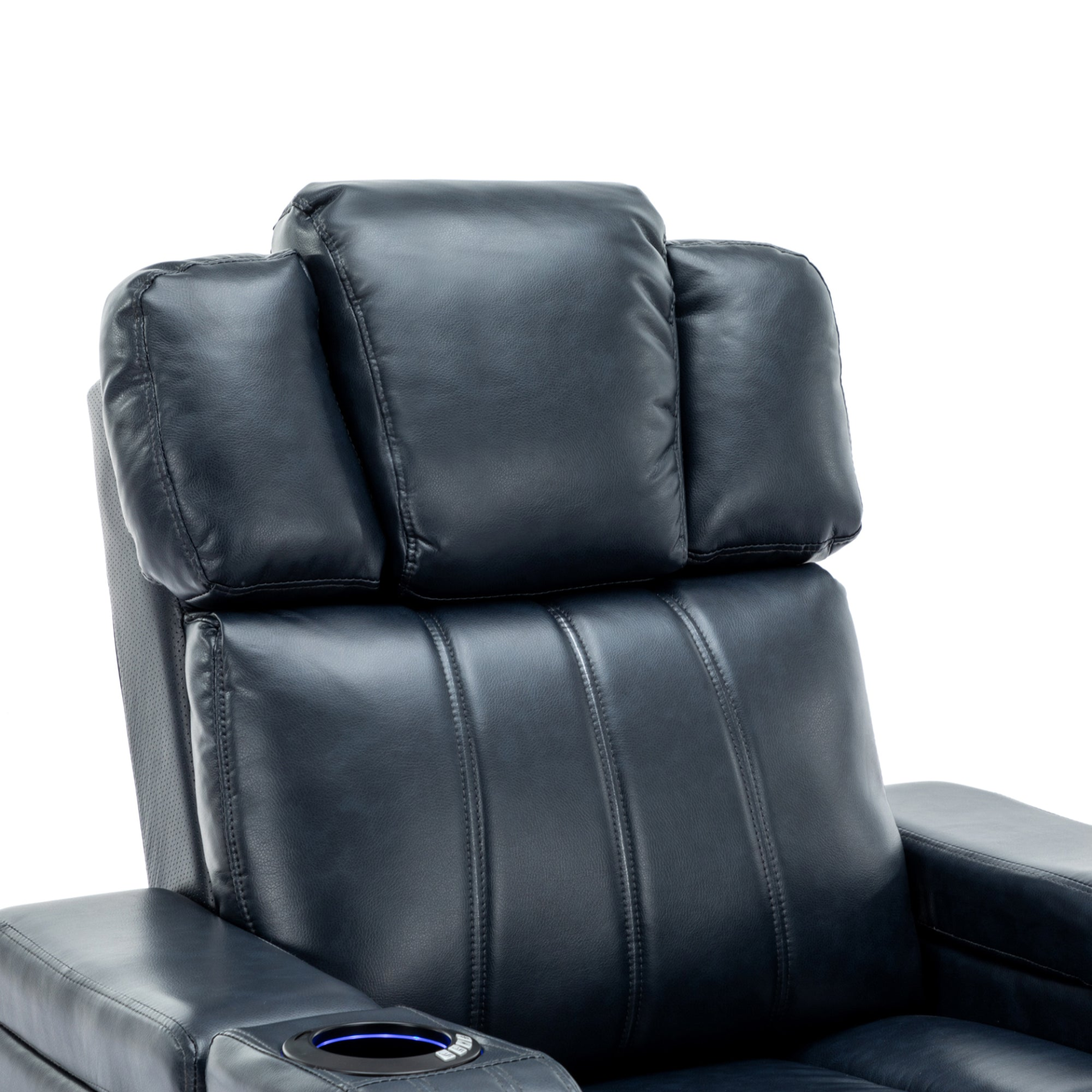 PU Leather Power Recliner Individual Seat Home Theater Recliner - Blue, Goodies N Stuff