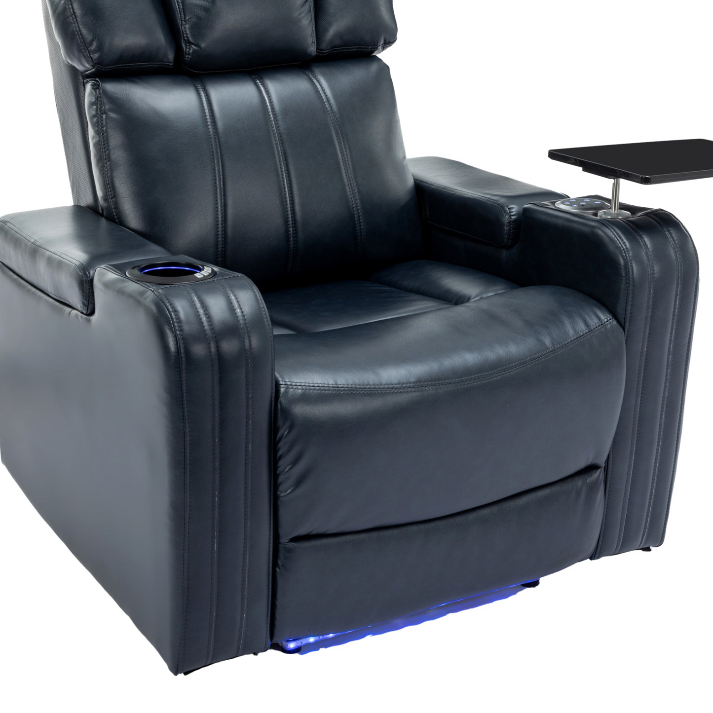 PU Leather Power Recliner Individual Seat Home Theater Recliner - Blue, Goodies N Stuff