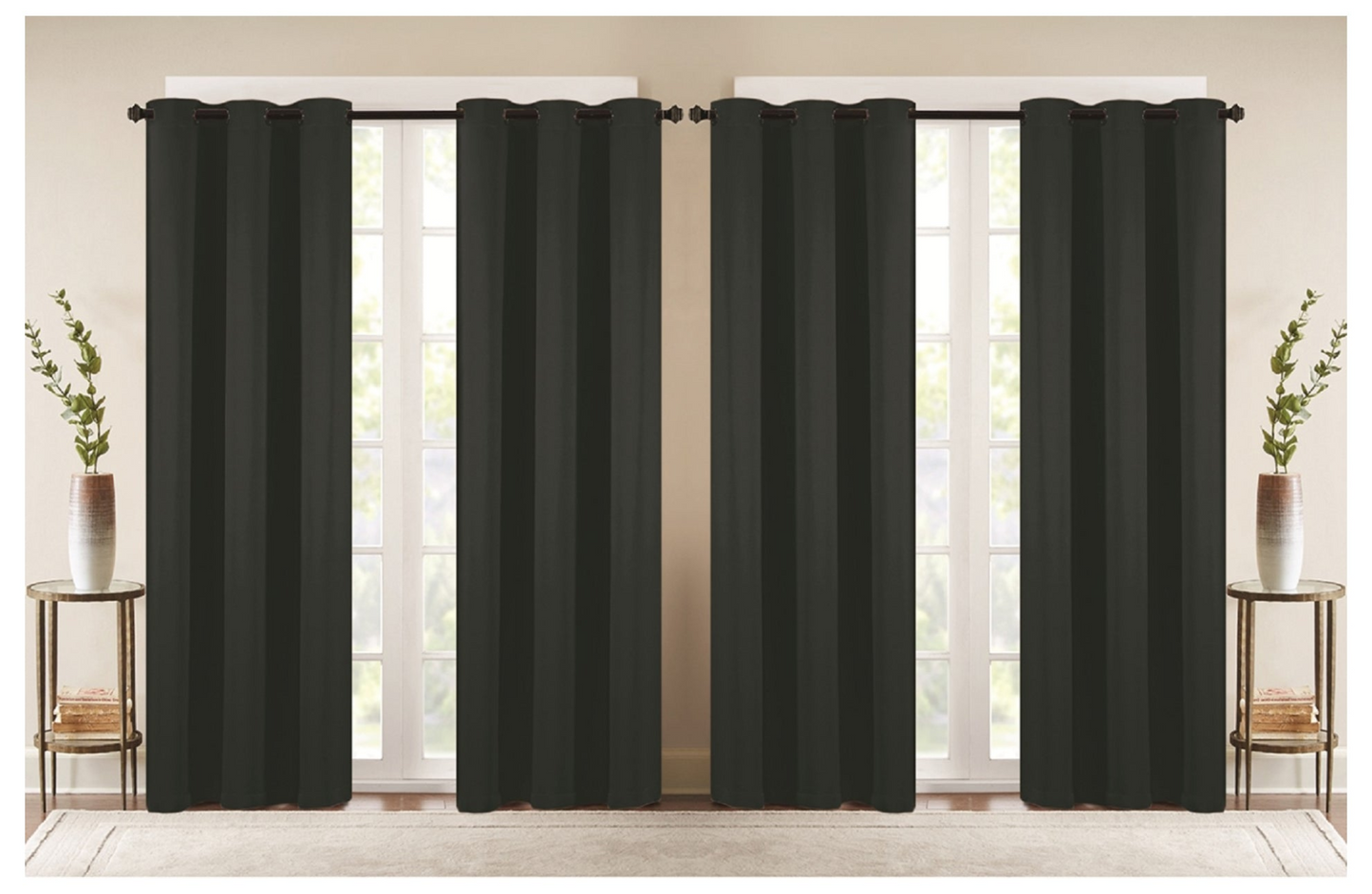 J&V TEXTILES 4-Panels: Room Darkening Thermal Insulated Blackout Grommet Window Curtain Panels for Living Room, Goodies N Stuff