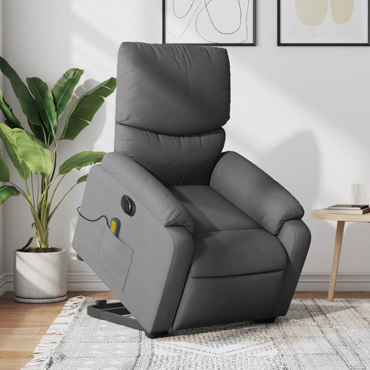 vidaXL Electric Stand up Massage Recliner Chair Dark Gray Fabric, Goodies N Stuff