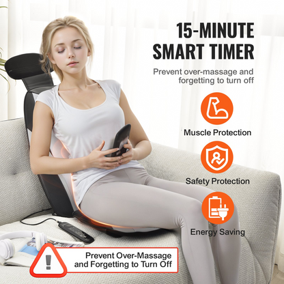VEVOR Shiatsu Back Massager with Heat, Massage Seat Cushion with 2-Group Back Shiatsu Rollers and 2 Seat Vibration Motors, Fatigue Relief Seat Massage Chair Pad with 5 Vibration Modes for Home Office, Goodies N Stuff
