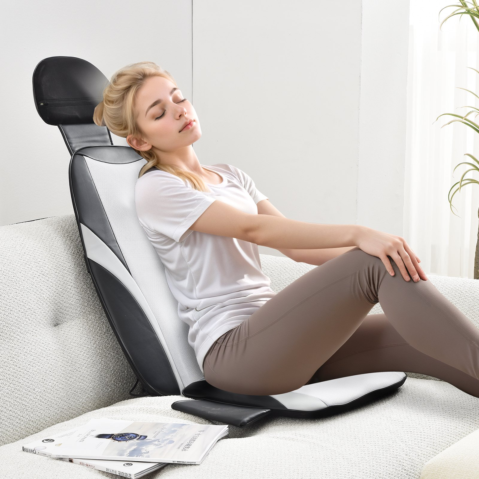 VEVOR Shiatsu Back Massager with Heat, Massage Seat Cushion with 2-Group Back Shiatsu Rollers and 2 Seat Vibration Motors, Fatigue Relief Seat Massage Chair Pad with 5 Vibration Modes for Home Office, Goodies N Stuff