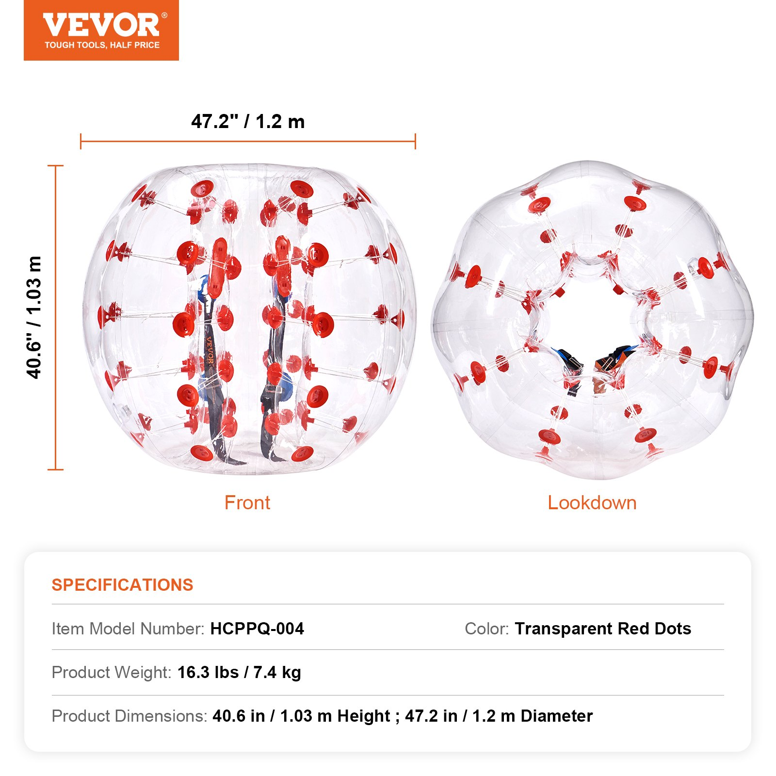 VEVOR Inflatable Bumper Ball 1-Pack, 4FT/1.2M Body Sumo Zorb Balls for Teen & Adult, Goodies N Stuff