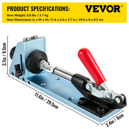 VEVOR Pocket Hole Jig Kit, Aluminum Punch Locator, Adjustable & Easy to Use Joinery Woodworking System, Guides Joint Angle w/Extension Rod Clamping Pliers 200PCS Screws for DIY Carpentry Projects, Goodies N Stuff
