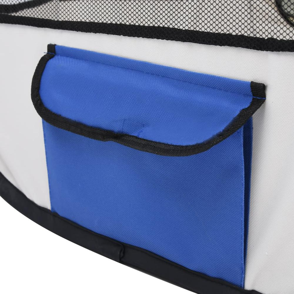 Foldable Dog Playpen with Carrying Bag Blue 43.3"x43.3"x22.8", Goodies N Stuff