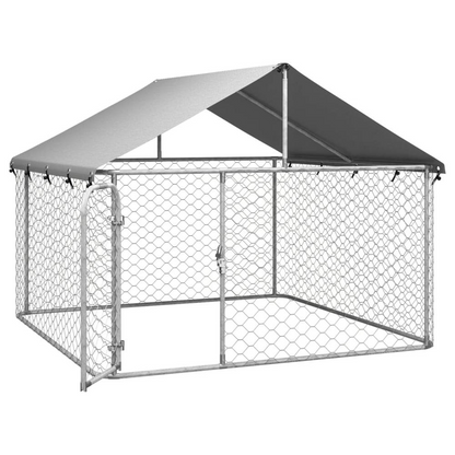 Outdoor Dog Kennel with Roof 78.7"x78.7"x59.1", Goodies N Stuff