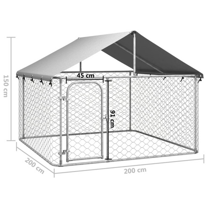 Outdoor Dog Kennel with Roof 78.7"x78.7"x59.1", Goodies N Stuff