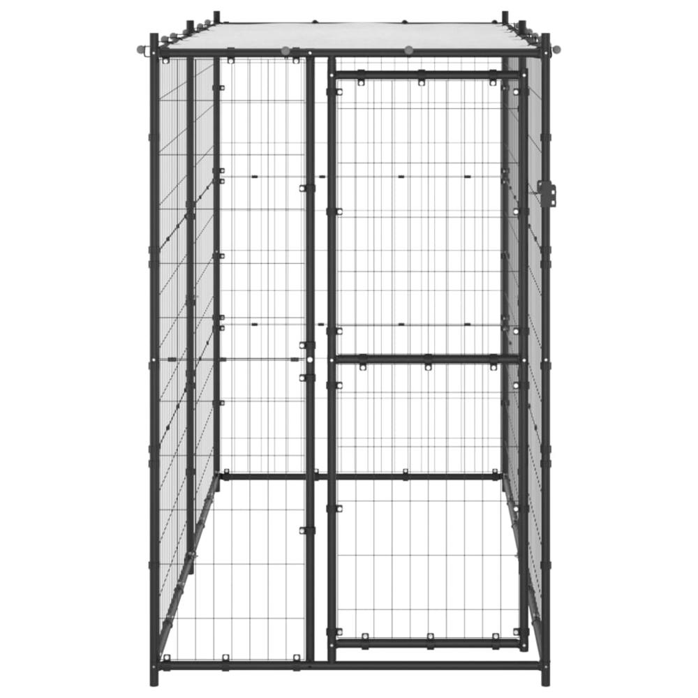 Outdoor Dog Kennel Steel with Roof 43.3"x86.6"x70.9", Goodies N Stuff