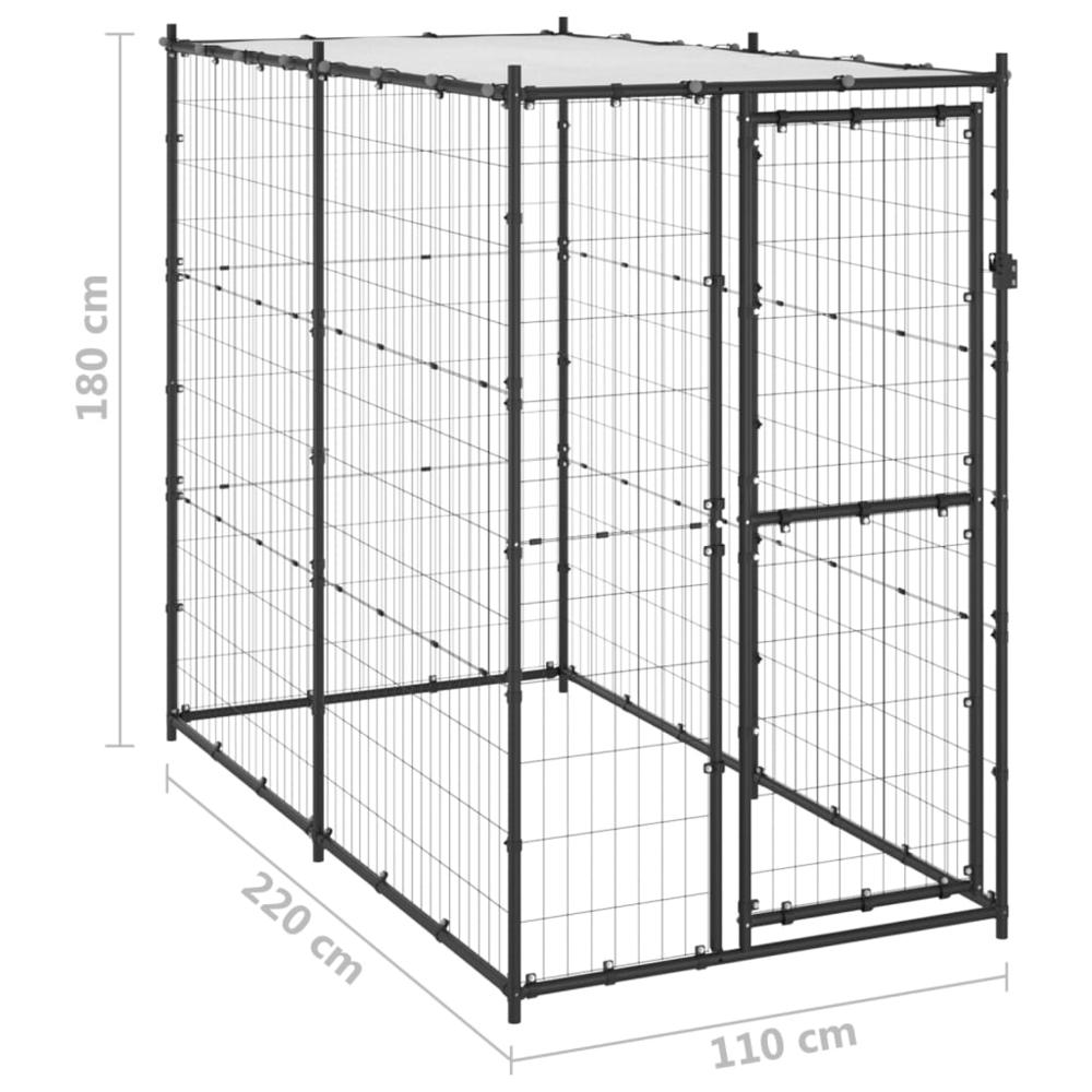 Outdoor Dog Kennel Steel with Roof 43.3"x86.6"x70.9", Goodies N Stuff