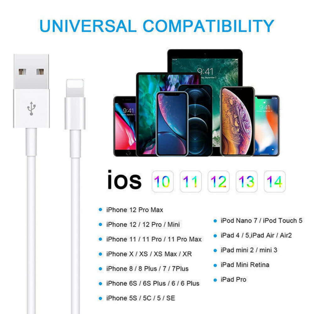 Extra Long 10FT USB Data Cable Cord For iPhone, Goodies N Stuff