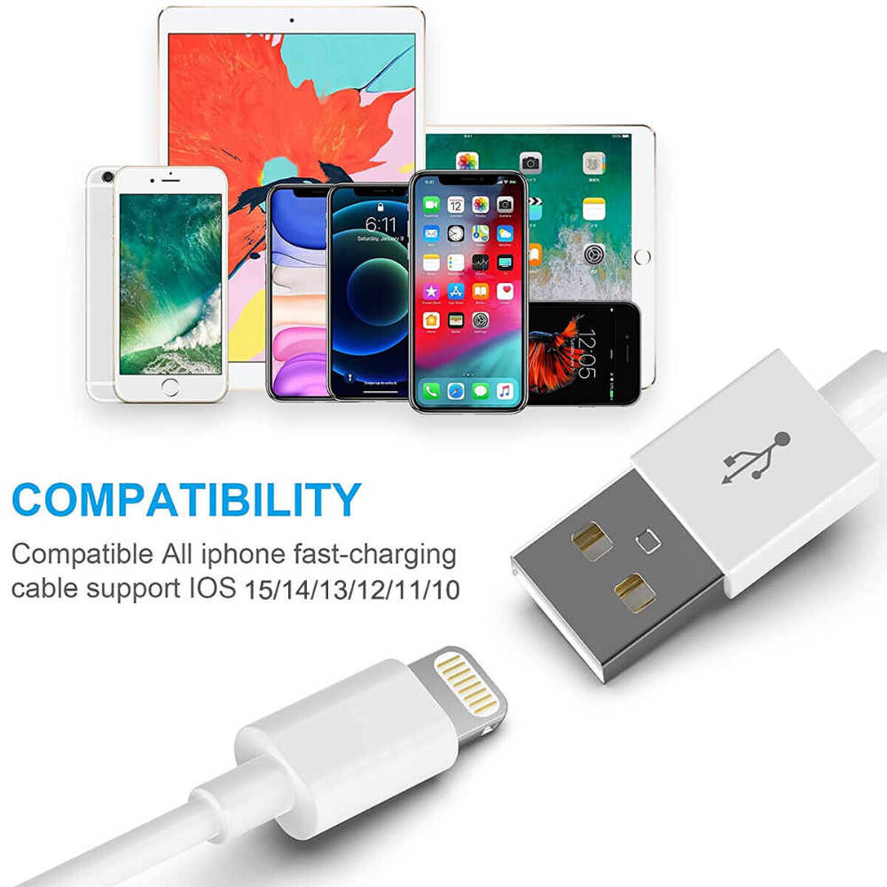 Long Cable 10FT USB Data Cable Cord Charger For iPhone, Goodies N Stuff