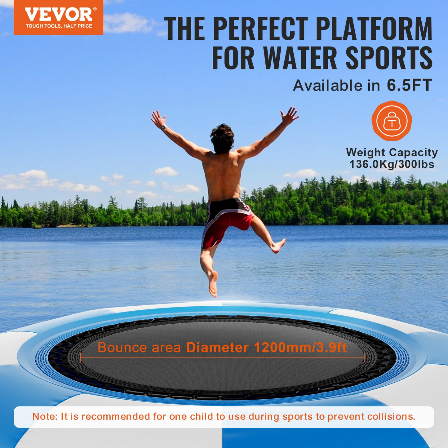 VEVOR Inflatable Water Bouncer | 6.5ft Recreational Water Trampoline, Goodies N Stuff