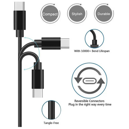 4-PACK 3FT Black USB-C  Type C Charging Cords Cable, Goodies N Stuff
