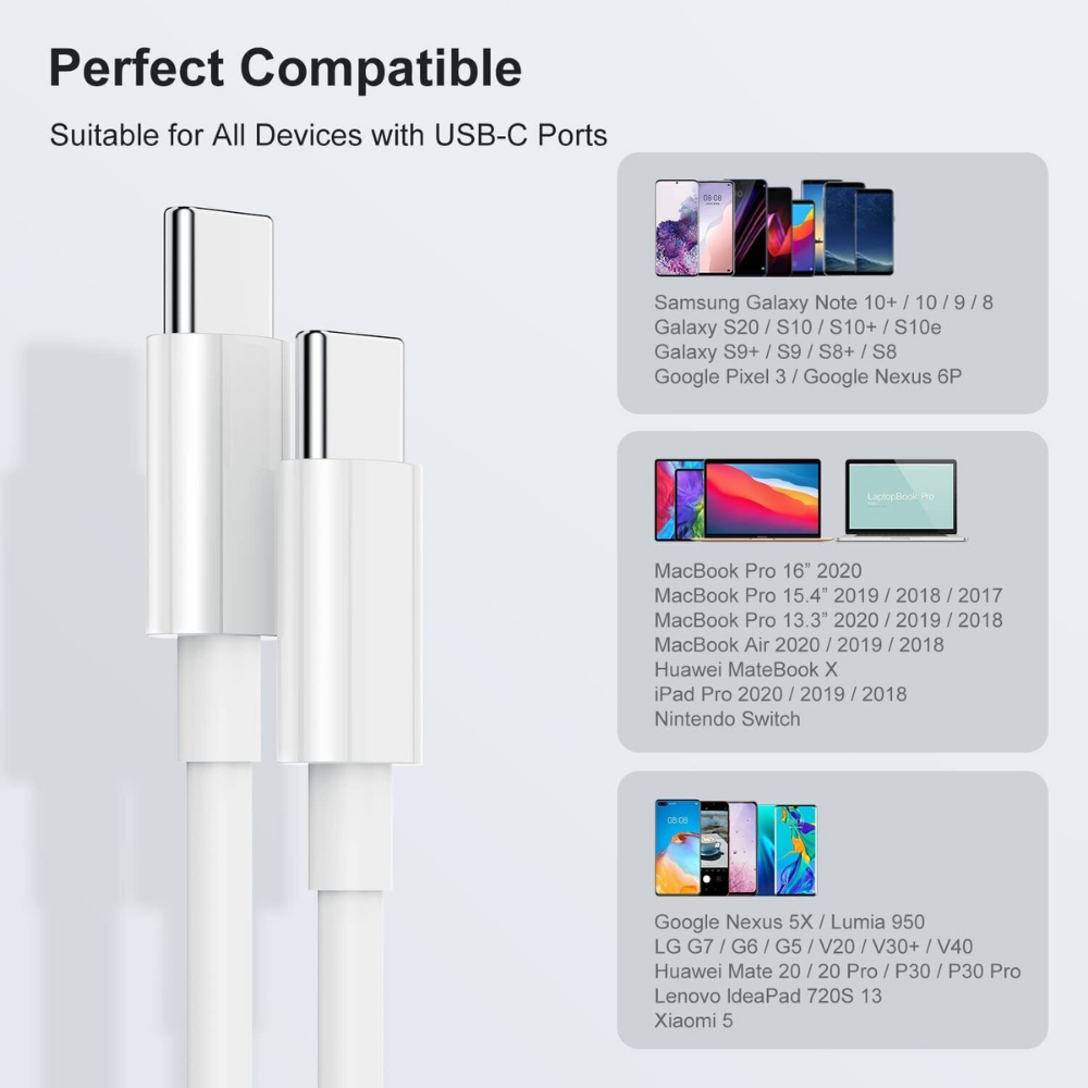 2-pack 6FT USB-C to USB-C Fast Charging Cable, Goodies N Stuff