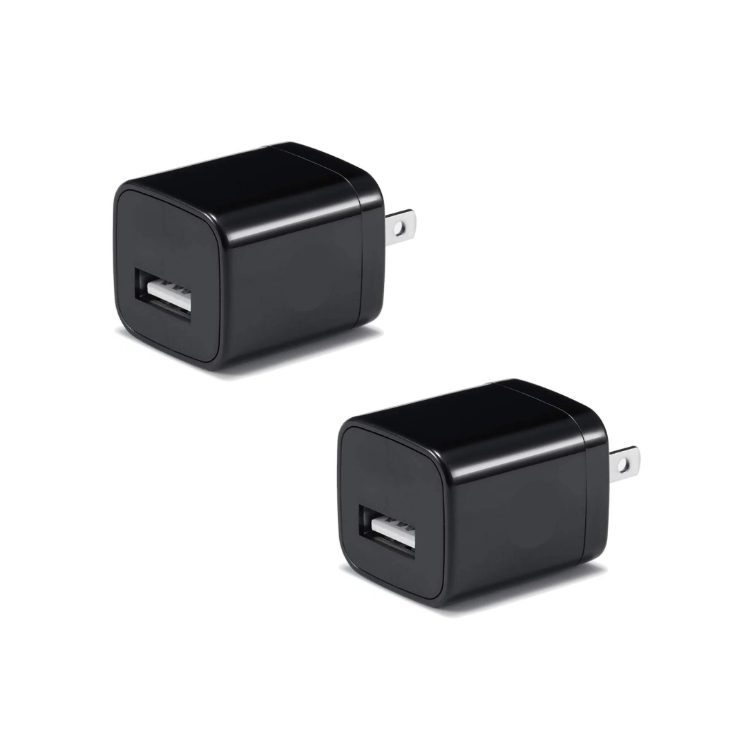 2-Pack Black 1A USB Power Adapter Wall Charger, Goodies N Stuff