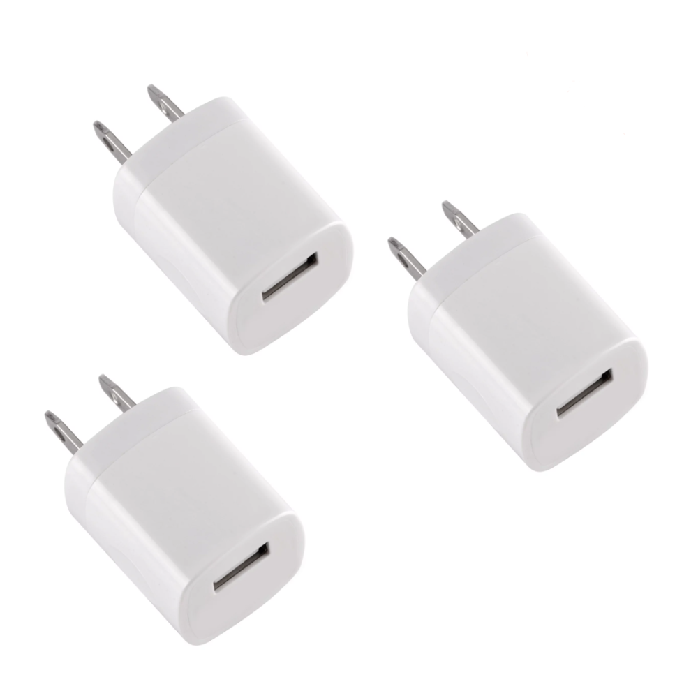 3-Pack White 1A USB Power Adapter Wall Charger, Goodies N Stuff