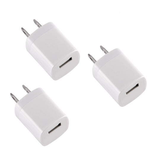 3-Pack White 1A USB Power Adapter Wall Charger, Goodies N Stuff