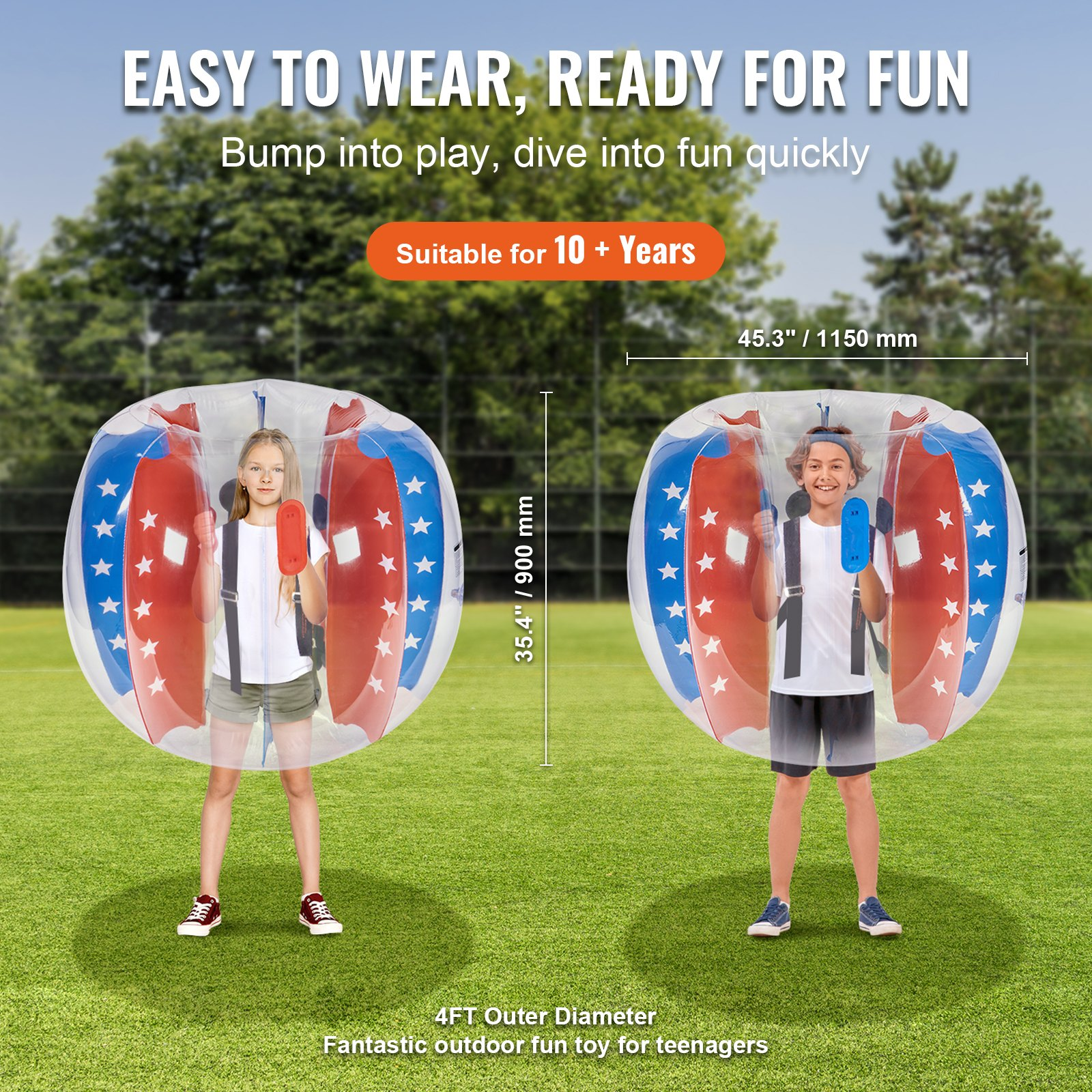 VEVOR Inflatable Bumper Balls 2-Pack 4FT/1.2M PVC Sumo Zorb Balls for Kid & Teen, Goodies N Stuff